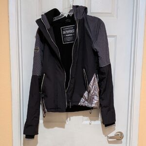 Superdry Women's Black and Silver Ski Jacket